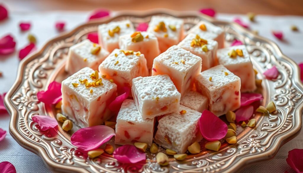 Turkish delights with rosewater and pistachio Turkish delights with rosewater and pistachio
