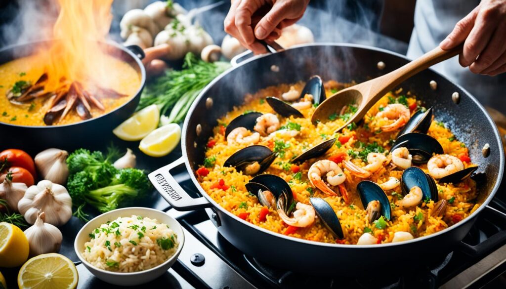 paella cooking process paella cooking process